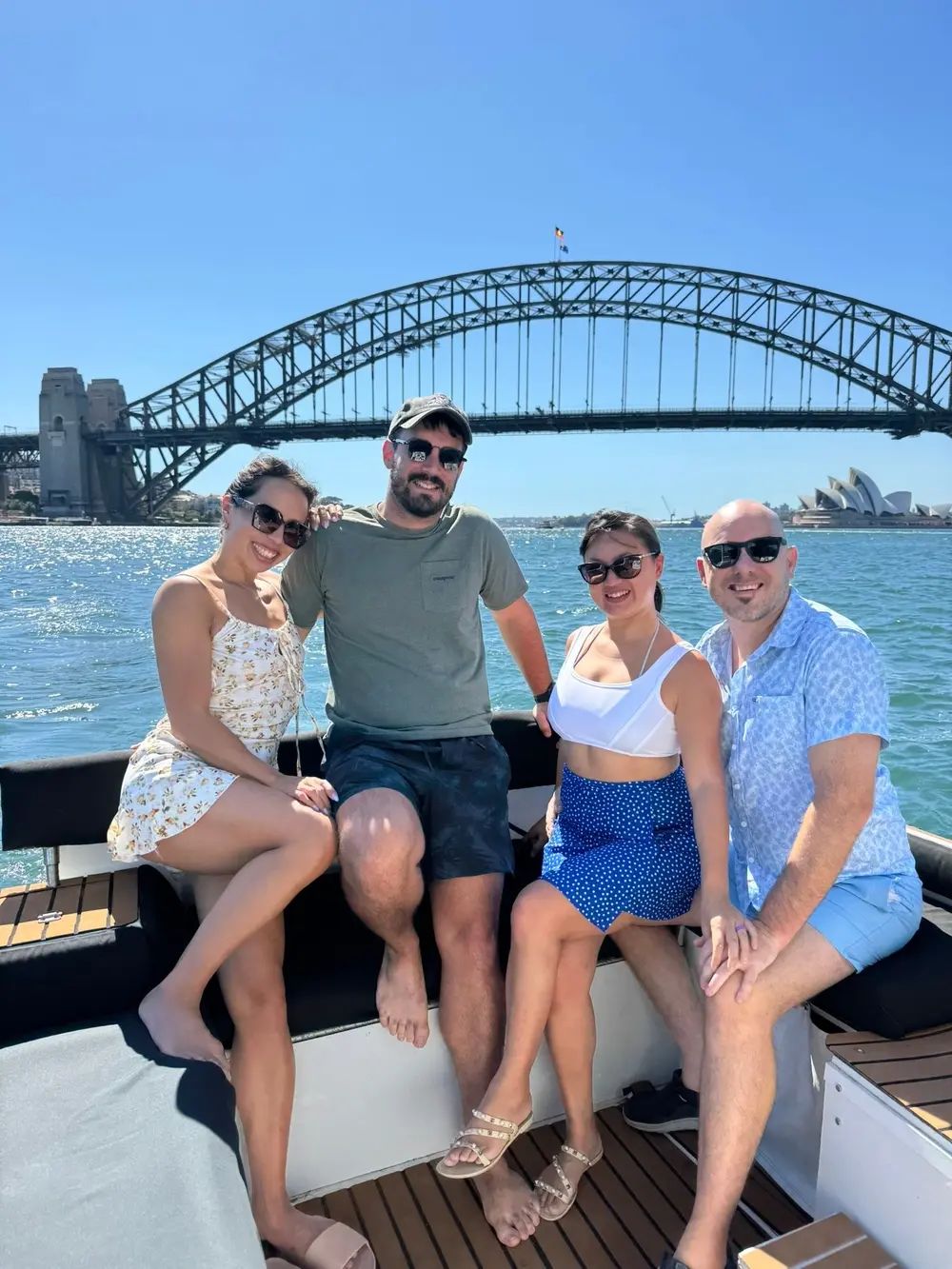 Guests enjoying a private group experience by Sydney Harbour Bridge